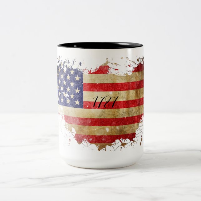 1787 Constitution américaine Drapeau américain Mug (Centre)