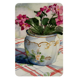 1790 African Violets in Blue Pot Magnet