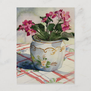1790 African Violets in Blue Pot Postcard