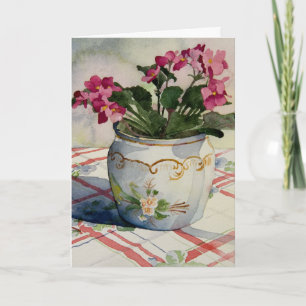 1790 African Violets in Blue Pot Sympathy Card