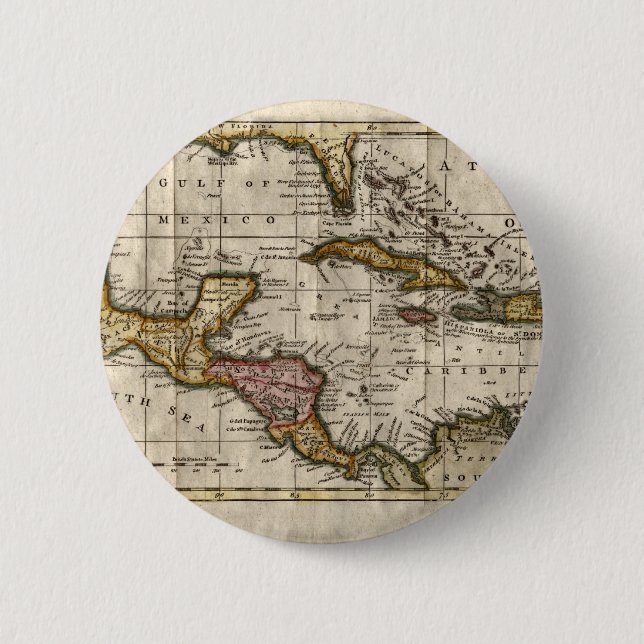 1790 Map of The West Indies by Dilly and Robinson 2 Inch Round Button (Front)