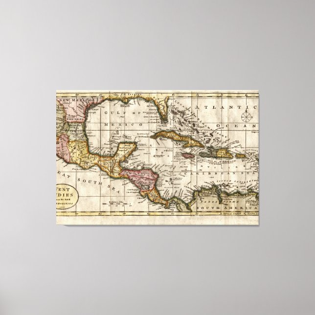 1790 Map of The West Indies by Dilly and Robinson Canvas Print (Front)
