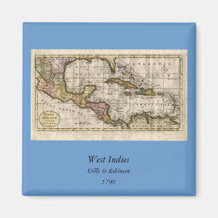 1790 Map of The West Indies by Dilly and Robinson Magnet
