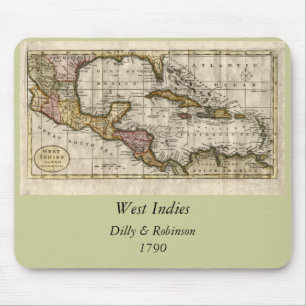 1790 Map of The West Indies by Dilly and Robinson Mouse Pad