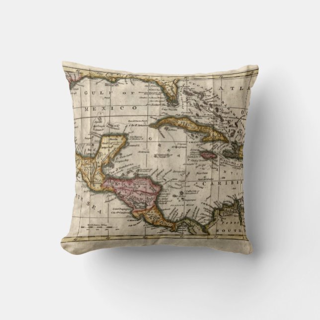 1790 Map of The West Indies by Dilly and Robinson Throw Pillow (Front)