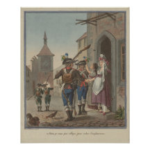 1793 Basel Victorian Swiss Ladies Soldier Art