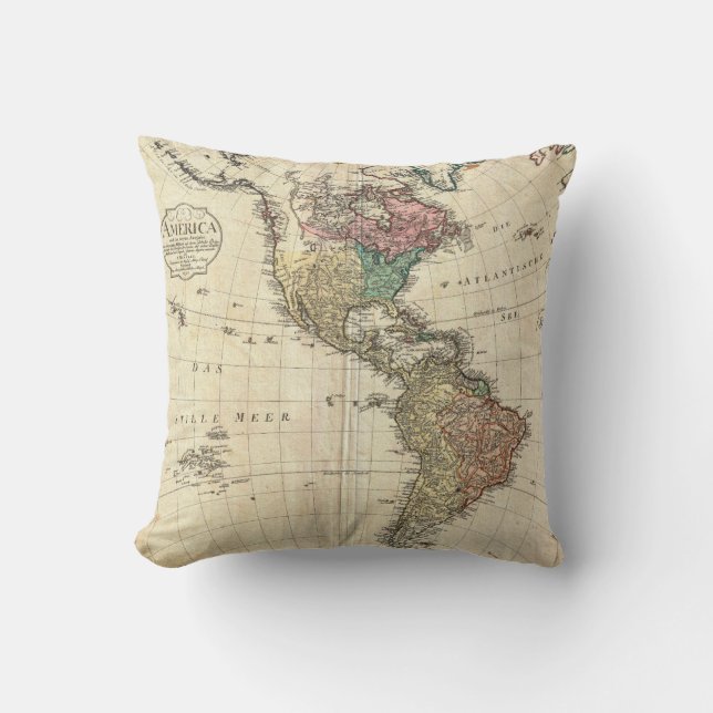 1796 Mannert Map of North and South America Throw Pillow (Front)