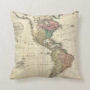 1796 Mannert Map of North and South America Throw Pillow
