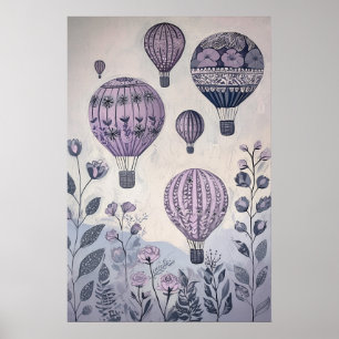 1797 Floating Hot Air Balloons Poster
