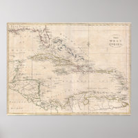 1799 English Map of the Caribbean LARGE