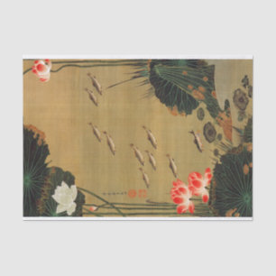 17. 蓮池遊魚図, 若冲 Pond with The Lotus, Jakuchū Tissue Paper