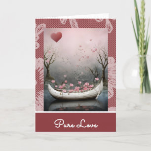 *~* 17 AP51 Romantic House Boat Hearts Valentine Holiday Card