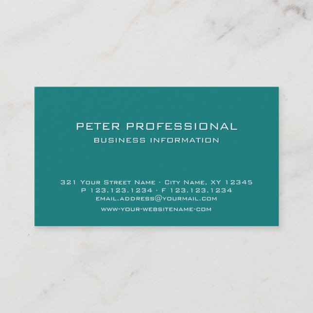 17 Carte de visite professionnel moderne turquoise (Devant)