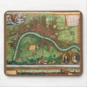 17 Century Antique London Street Map Mouse Pad