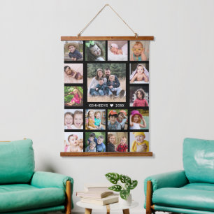 17 Family Photo Collage Create Your Own Black Hanging Tapestry