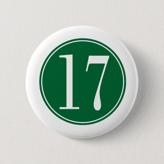 #17 Green Circle 2 Inch Round Button (Front)