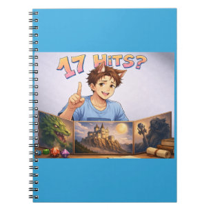 17 HITS? Funny RPG Anime T-Shirt   Dungeon Master  Notebook