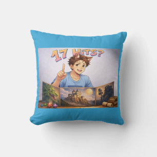 17 HITS? Funny RPG Anime T-Shirt   Dungeon Master  Throw Pillow