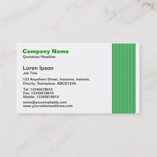 17 Lines - Grass Green Business Card (Front)