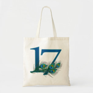 17 Peacock Feather Anniversary Elegant Tote Bag