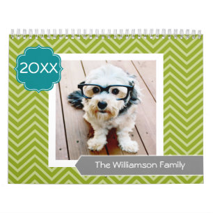 17 Photo Family Template and Colourful Patterns Calendar