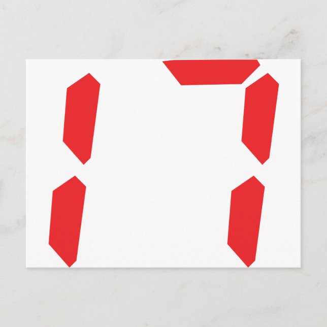17 seventeen red alarm clock digital number postcard (Front)