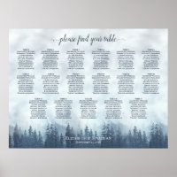 17 Table Blue Pine Forest Wedding Seating Chart