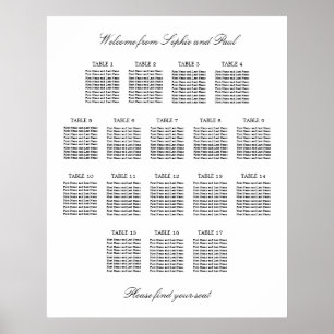 17 Table Elegant Minimalist Seating Chart