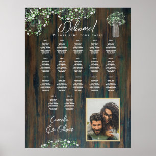 17 Table Rustic Wood Gypsophila PHOTO SEATING Foam Poster