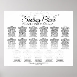 17 Table Simple Lacy Border Wedding Seating Chart