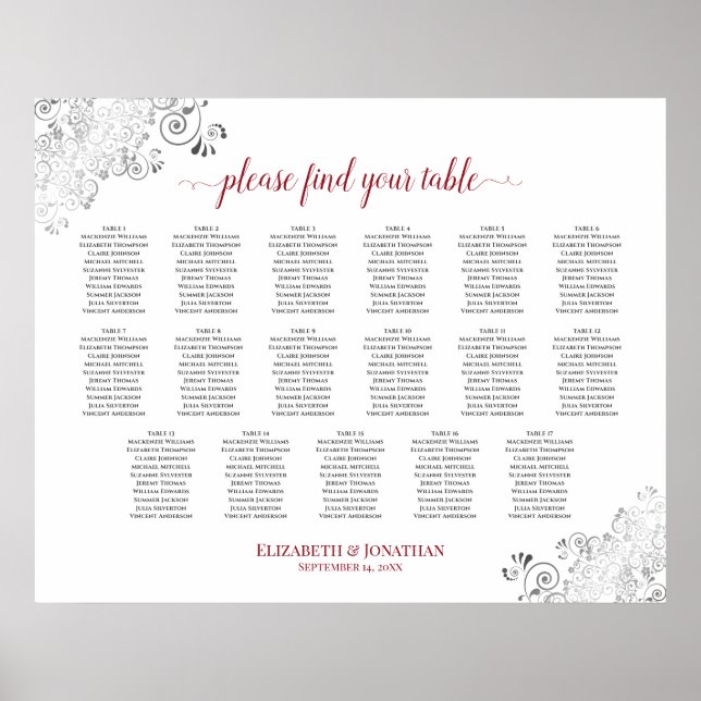 17 Tableau Frilly Blanc Mariage Plat Rouge (Devant)