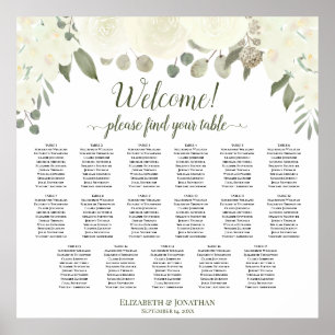 17 Tableau Sièges à Mariages floraux blancs d'ivoi