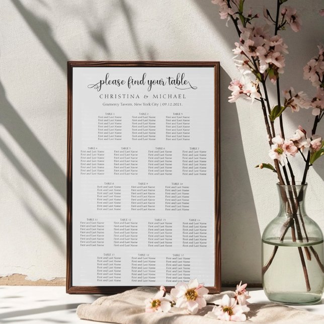 17 Tables 130-150 Guests Vertical Seating Chart (Creator Uploaded)