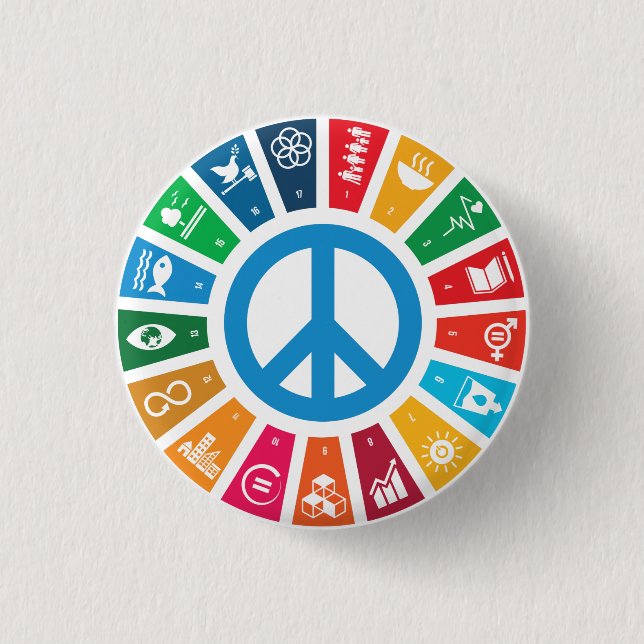 17 UN SDGs Sustainable Development Goals 1 Inch Round Button (Front)