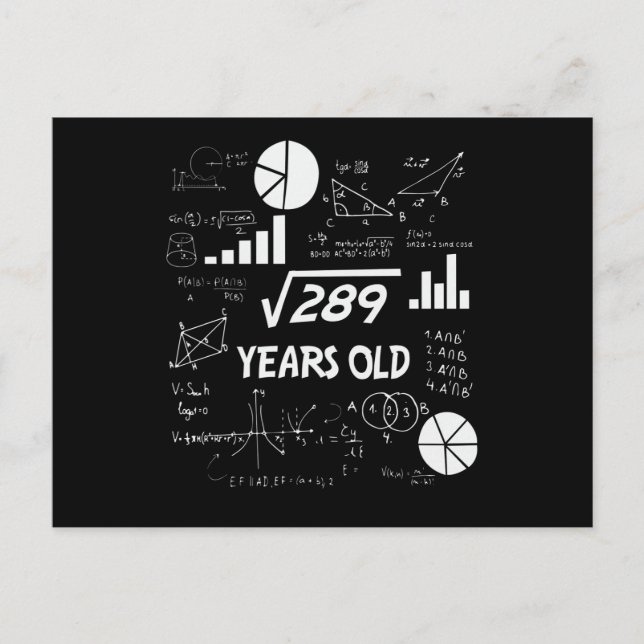 17 Year Old Bday Geeky Math 17th birthday Gift Postcard (Front)