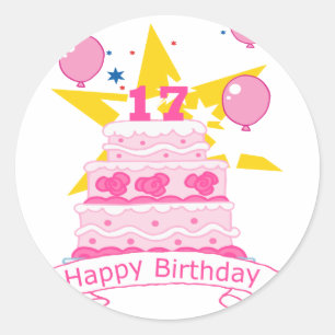 17 Year Old Birthday Cake Classic Round Sticker