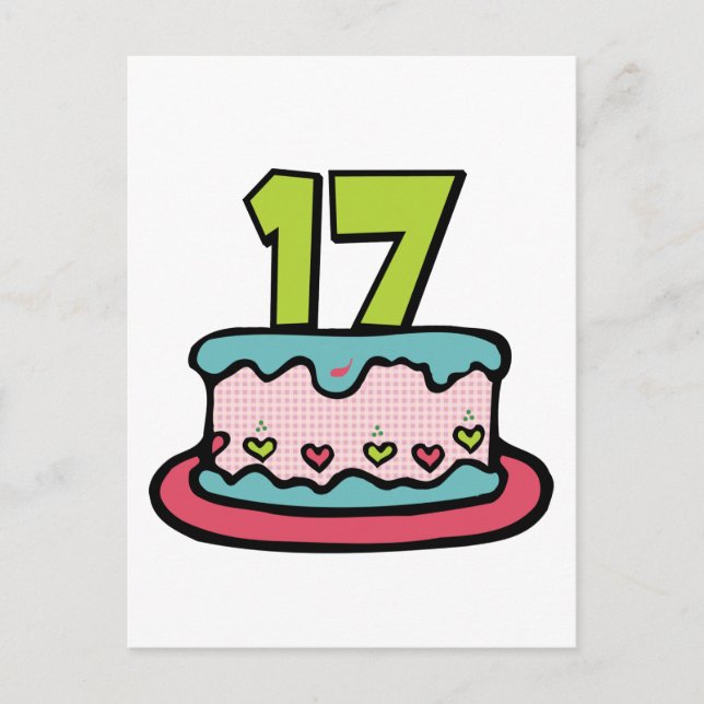 17 Year Old Birthday Cake Postcard (Front)