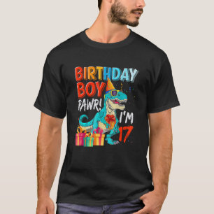 17 Year Old Dinosaur Rex 17th Birthday  Boys Kids T-Shirt