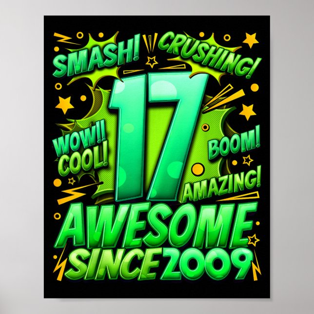 17 Year Old For Boys 17th Birthday Boy 17 Year Old Poster (Front)