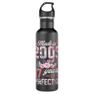 17 Year Old Gifts Women Born In 2005 Floral 17th B 710 Ml Water Bottle