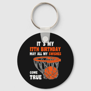 17 Year Old Happy 17th Birthday Basketball 17th Bi Keychain
