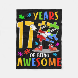 17 Years Of Being Awesome Birthday Dabbing Autism  Fleece Blanket