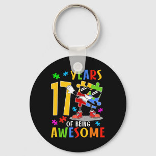 17 Years Of Being Awesome Birthday Dabbing Autism  Keychain