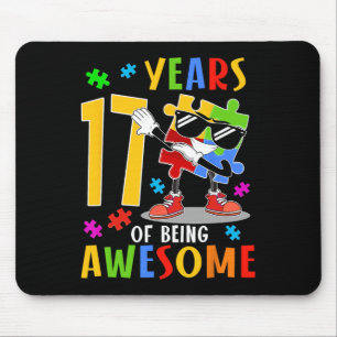 17 Years Of Being Awesome Birthday Dabbing Autism Mouse Pad