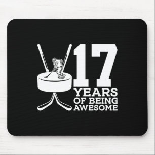 17 YEARS OF BEING AWESOME ICE HOCKEY 17TH BIRTHDAY MOUSE PAD