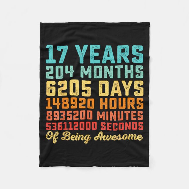17 Years Old Birthday Quote Funny 17th B-Day Math Fleece Blanket (Front)