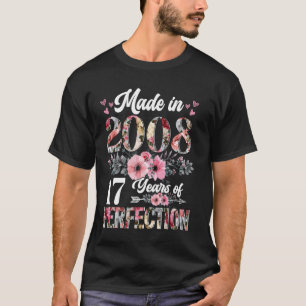 17 Years Old Born In 2008 Floral 17th Birthday Gif T-Shirt