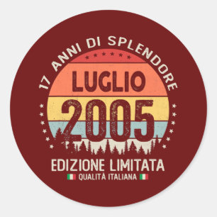 17 Years Old July 2005 Italian theme 17th Classic Round Sticker