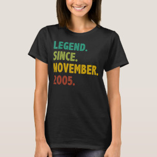 17 Years Old Legend Since November 2005 17th Birth T-Shirt