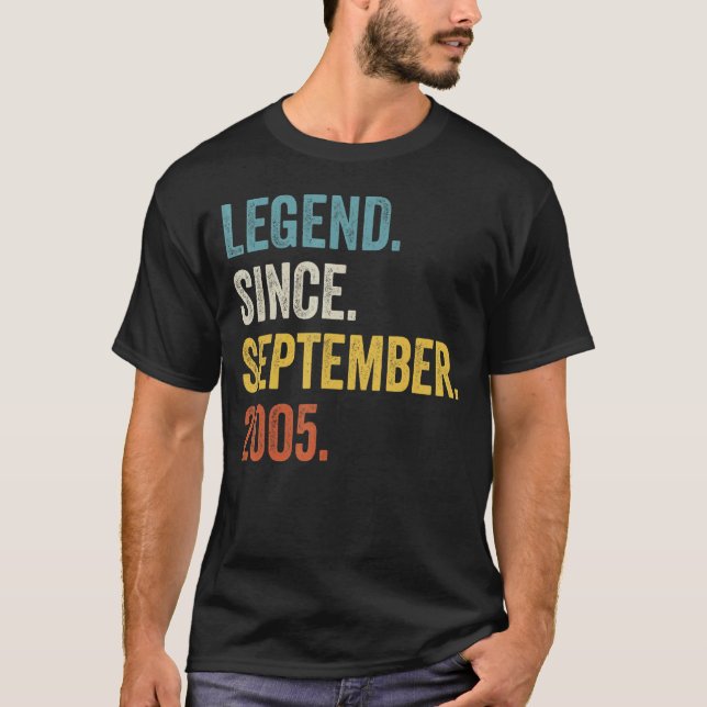 17 Years Old Legend Since September 2005 17th Birt T-Shirt (Front)